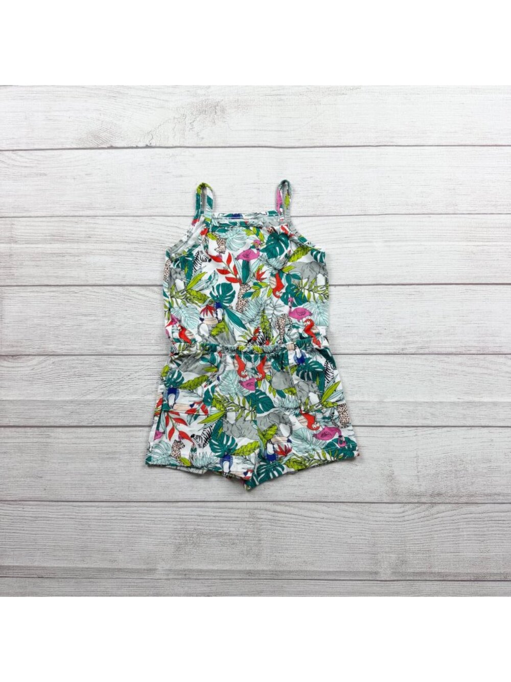 Wonder Nation Girls Sleeveless Tropical Print Romper Jumpsuit 3T